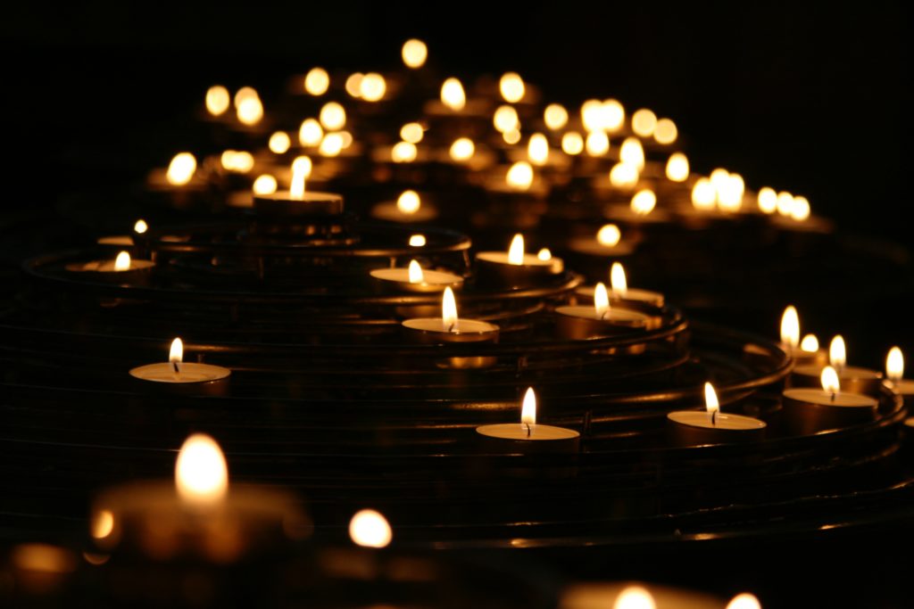 Tea Lights floating on water